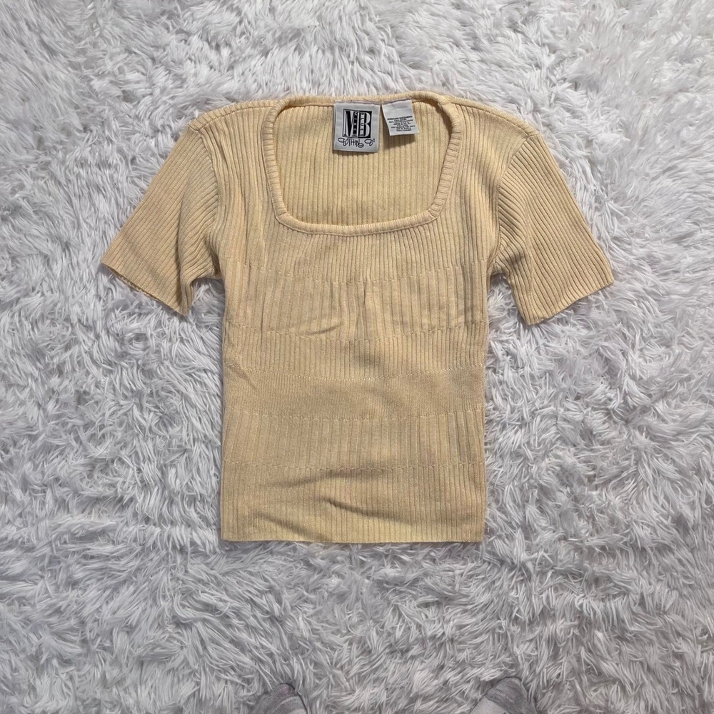 y2k butter yellow knit sweater top medium